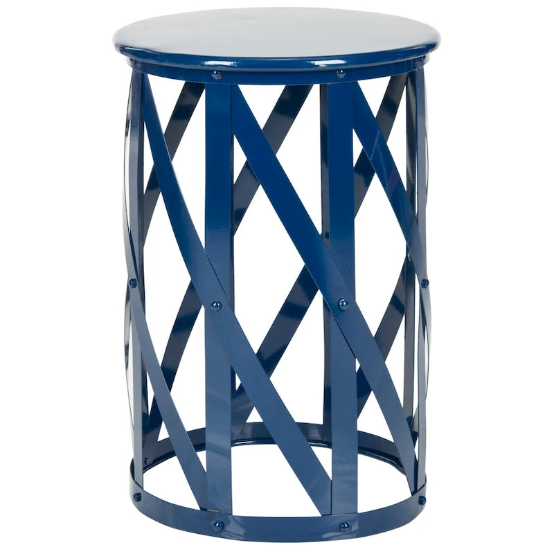 Tabouret en fer forgé gris à carreaux