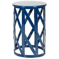 Tabouret en fer forgé gris à carreaux