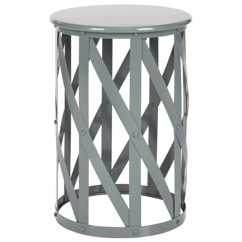 Tabouret en fer forgé gris à carreaux