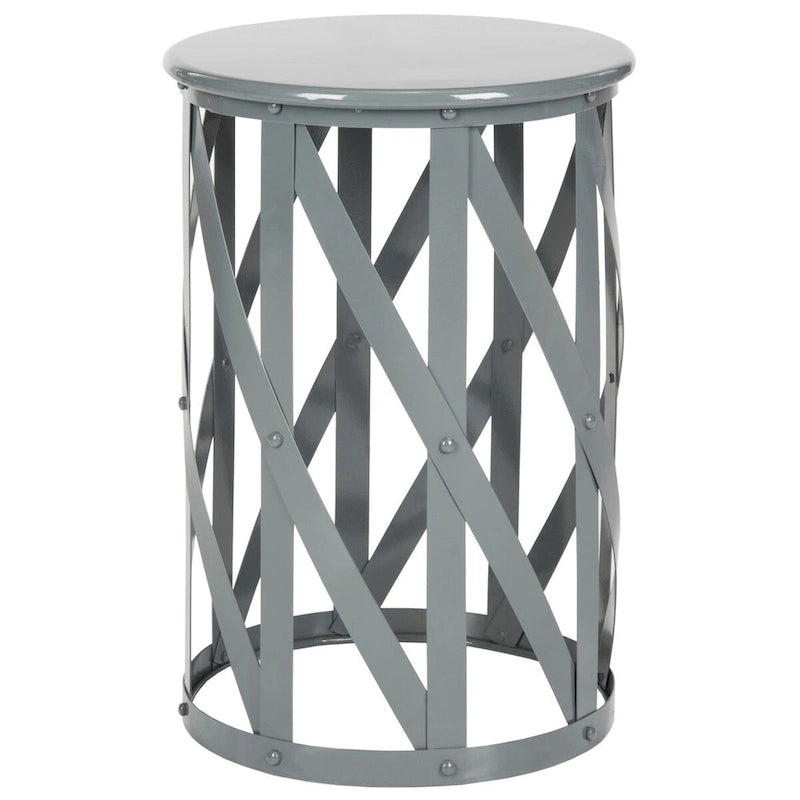 Tabouret en fer forgé gris à carreaux