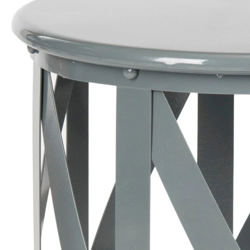 Tabouret en fer forgé gris à carreaux