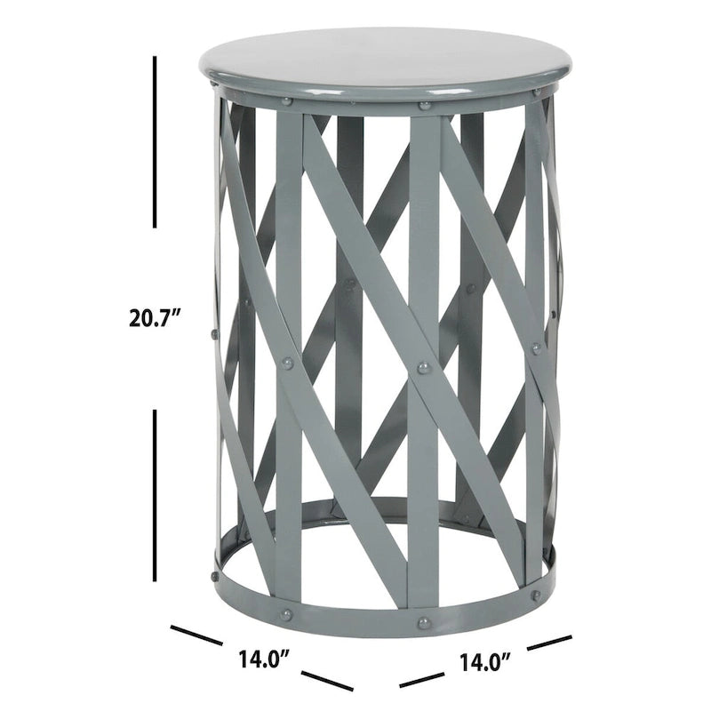 Tabouret en fer forgé gris à carreaux