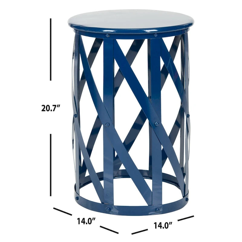 Tabouret en fer forgé gris à carreaux