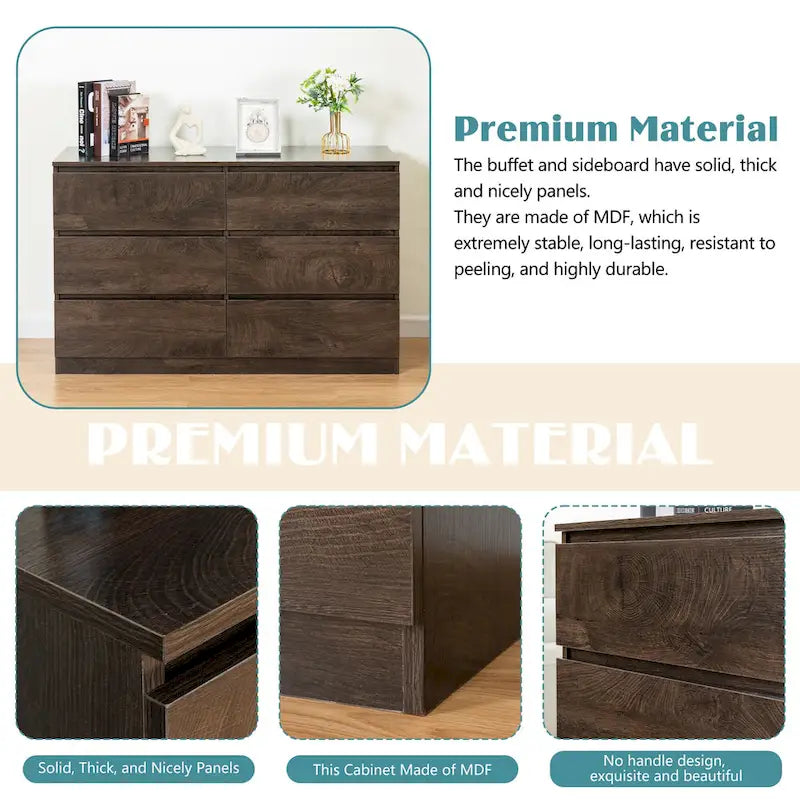 Commode à 6 tiroirs de 119 cm de large