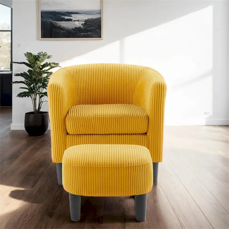 Fauteuil d'appoint moderne en tissu avec repose-pieds ottoman