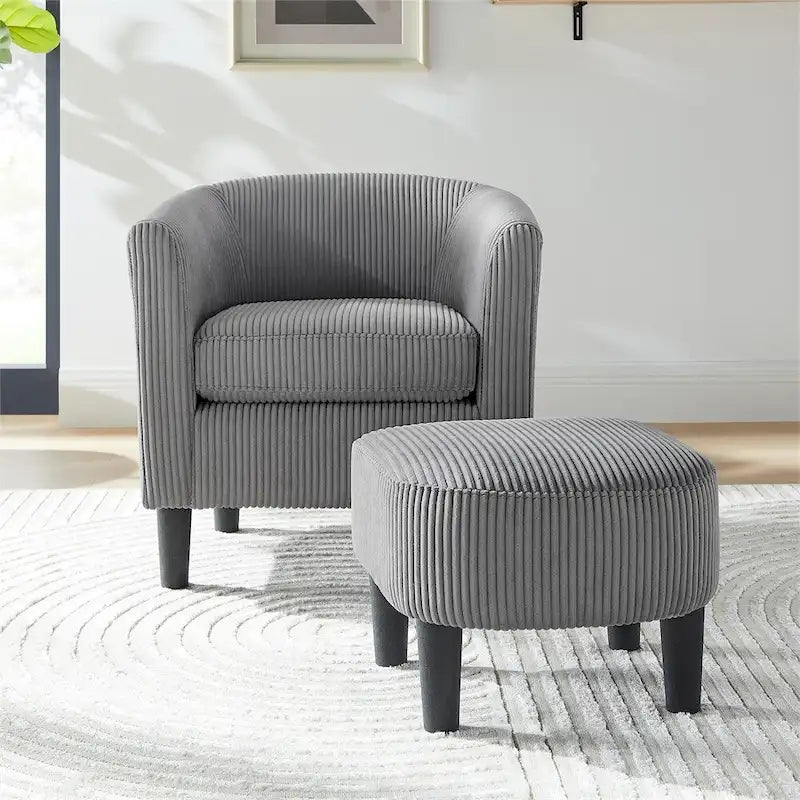 Fauteuil d'appoint moderne en tissu avec repose-pieds ottoman