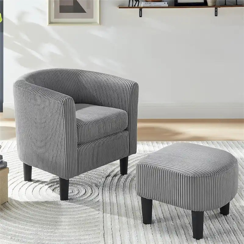 Fauteuil d'appoint moderne en tissu avec repose-pieds ottoman