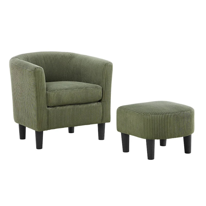 Fauteuil d'appoint moderne en tissu avec repose-pieds ottoman