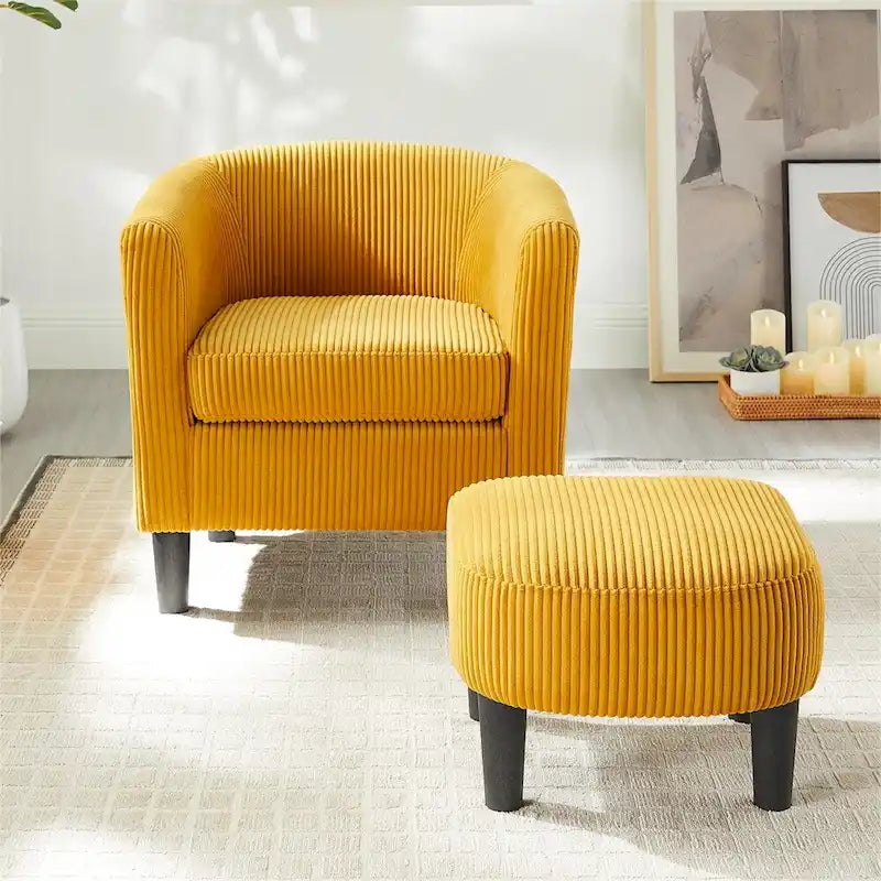Fauteuil d'appoint moderne en tissu avec repose-pieds ottoman