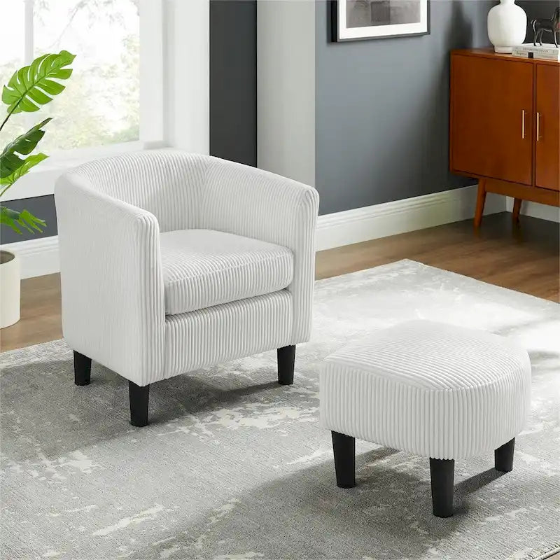 Fauteuil d'appoint moderne en tissu avec repose-pieds ottoman