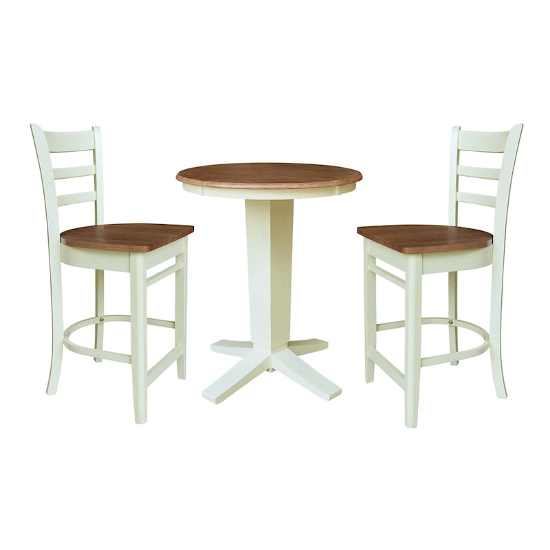 Table de salle à manger haute ronde en bois massif de 30 pouces