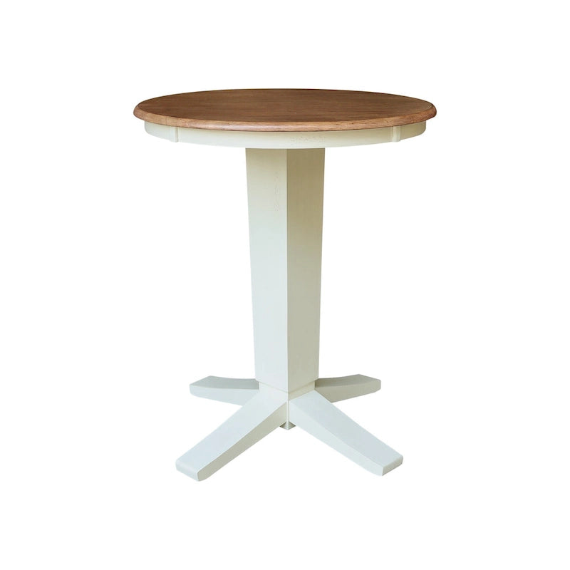 Table de salle à manger haute ronde en bois massif de 30 pouces