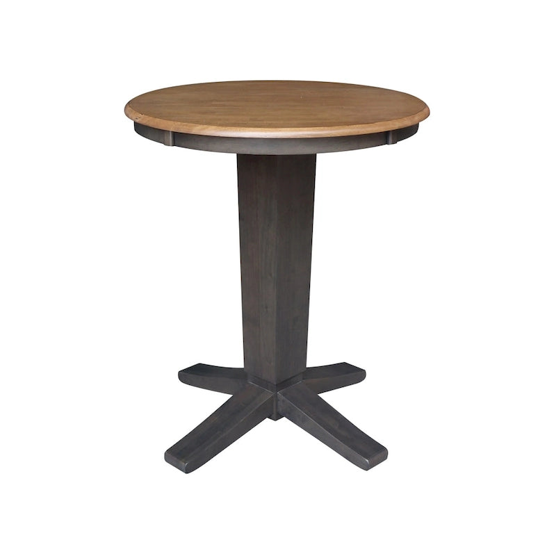 Table de salle à manger haute ronde en bois massif de 30 pouces