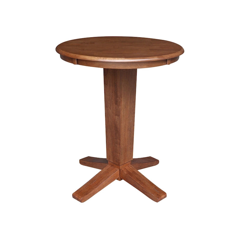 Table de salle à manger haute ronde en bois massif de 30 pouces