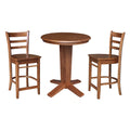 Table de salle à manger haute ronde en bois massif de 30 pouces