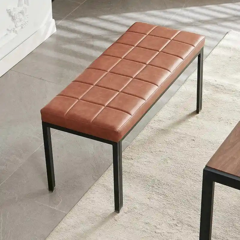 Chaise de salle à manger en cuir PU rembourrée de 36,6 pouces