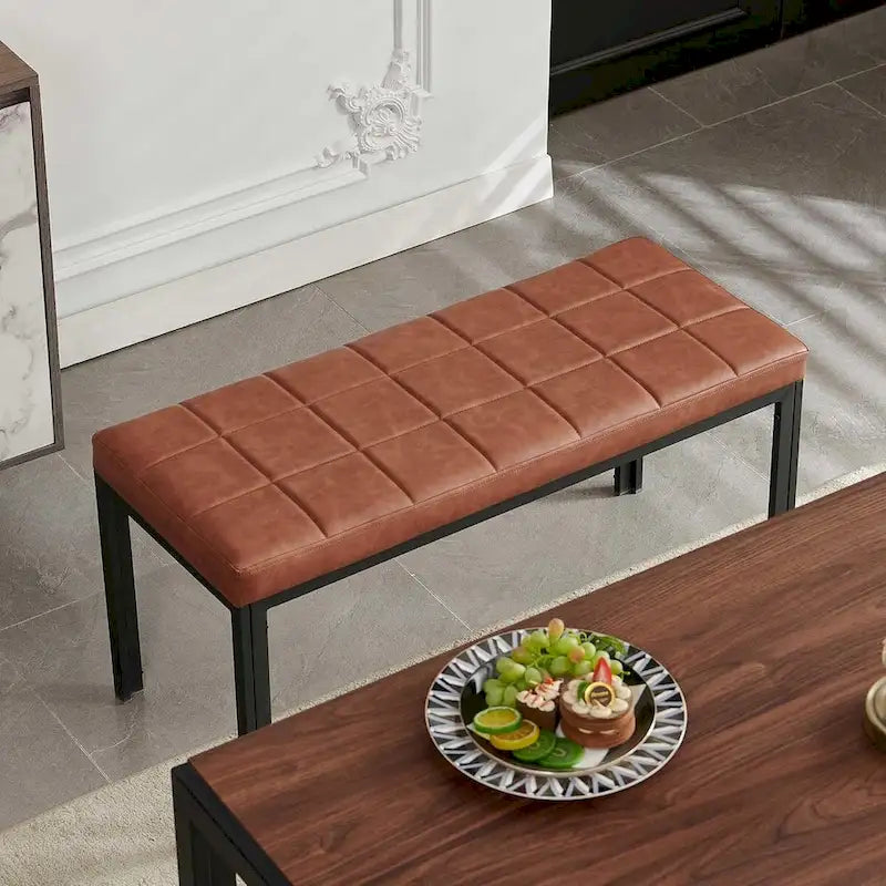 Chaise de salle à manger en cuir PU rembourrée de 36,6 pouces