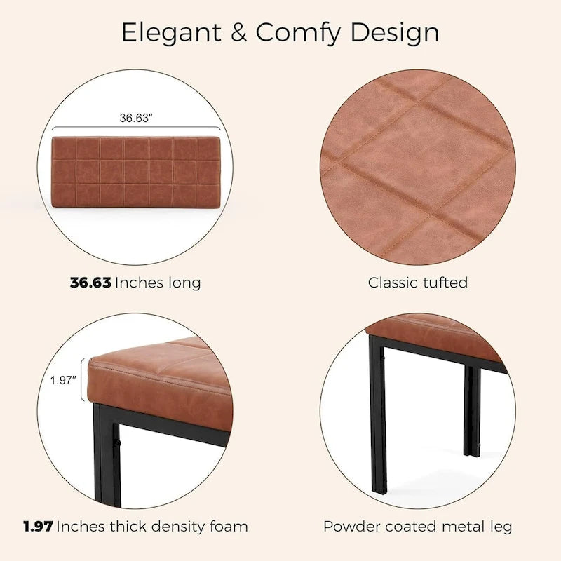 Chaise de salle à manger en cuir PU rembourrée de 36,6 pouces