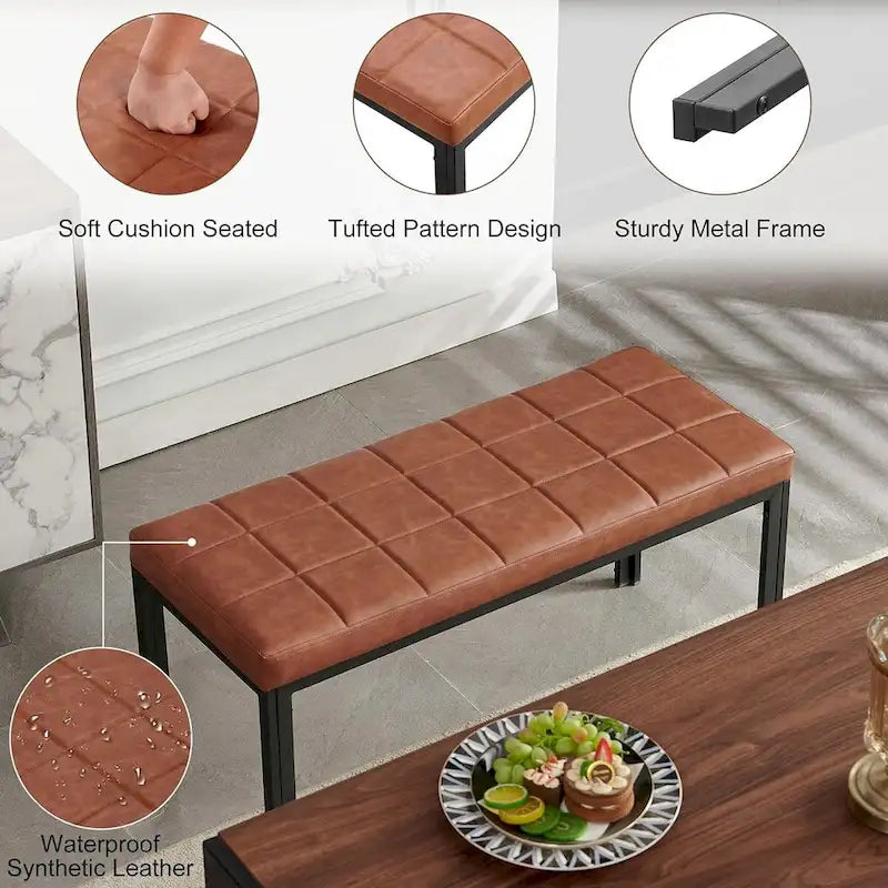 Chaise de salle à manger en cuir PU rembourrée de 36,6 pouces