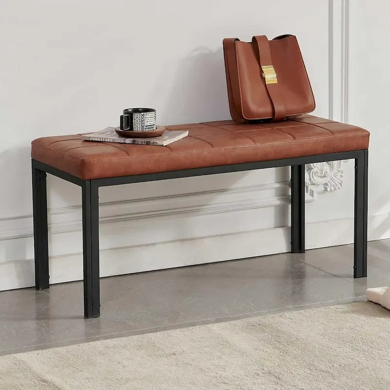 Chaise de salle à manger en cuir PU rembourrée de 36,6 pouces