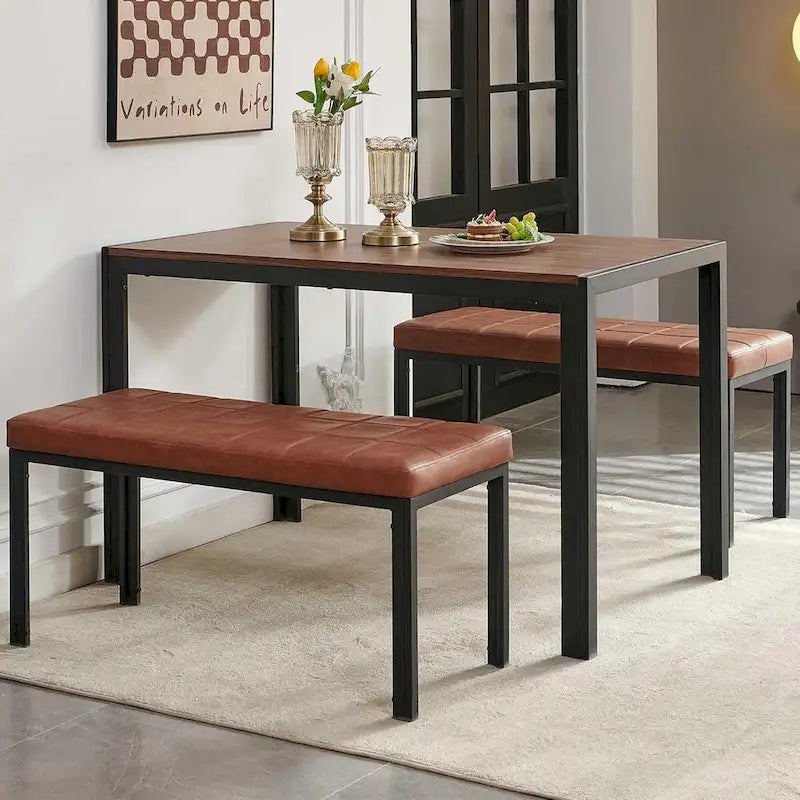 Chaise de salle à manger en cuir PU rembourrée de 36,6 pouces