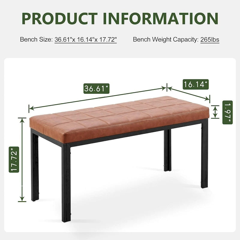 Chaise de salle à manger en cuir PU rembourrée de 36,6 pouces