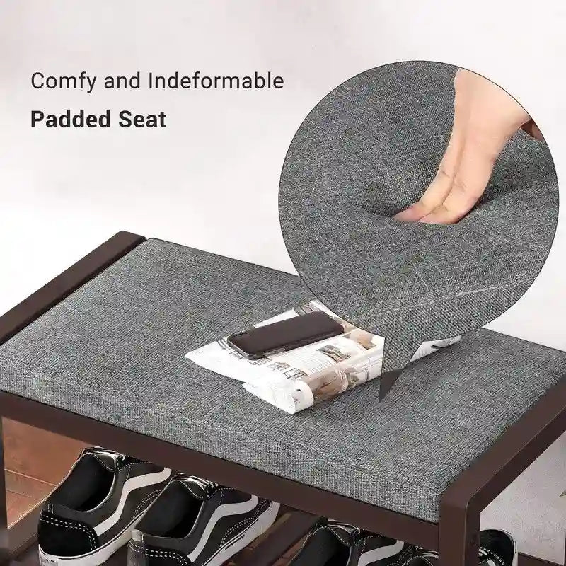 Banc porte-chaussures avec coussin rembourré