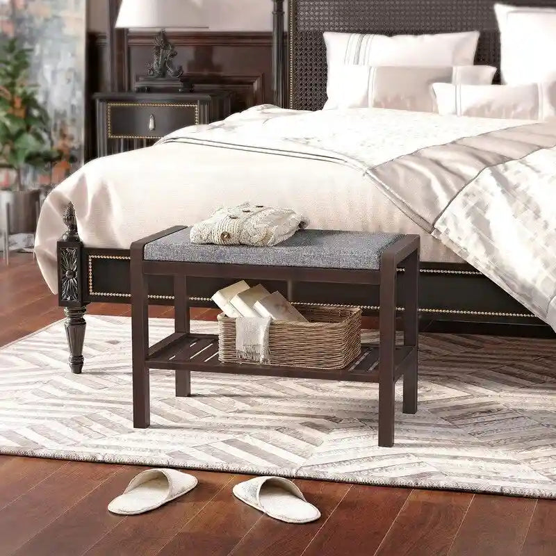 Banc porte-chaussures avec coussin rembourré