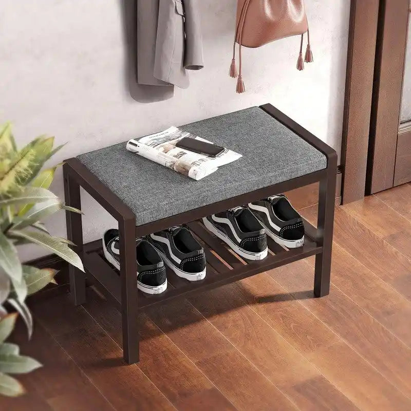 Banc porte-chaussures avec coussin rembourré