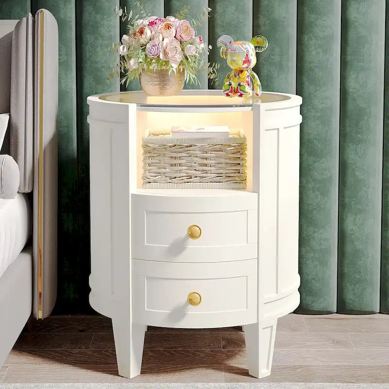 Table de chevet à deux tiroirs pour chambre/salon