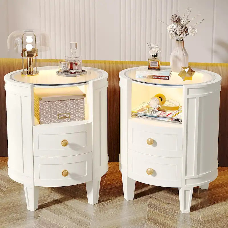 Table de chevet à deux tiroirs pour chambre/salon