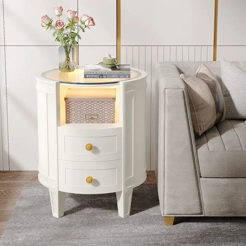Table de chevet à deux tiroirs pour chambre/salon