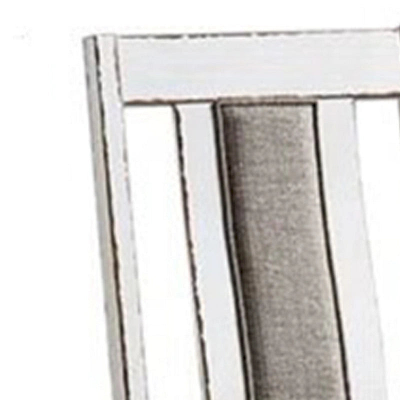 Chaise de salle à manger de 24 pouces, corps en bois blanc campagnard, assise en tissu gris