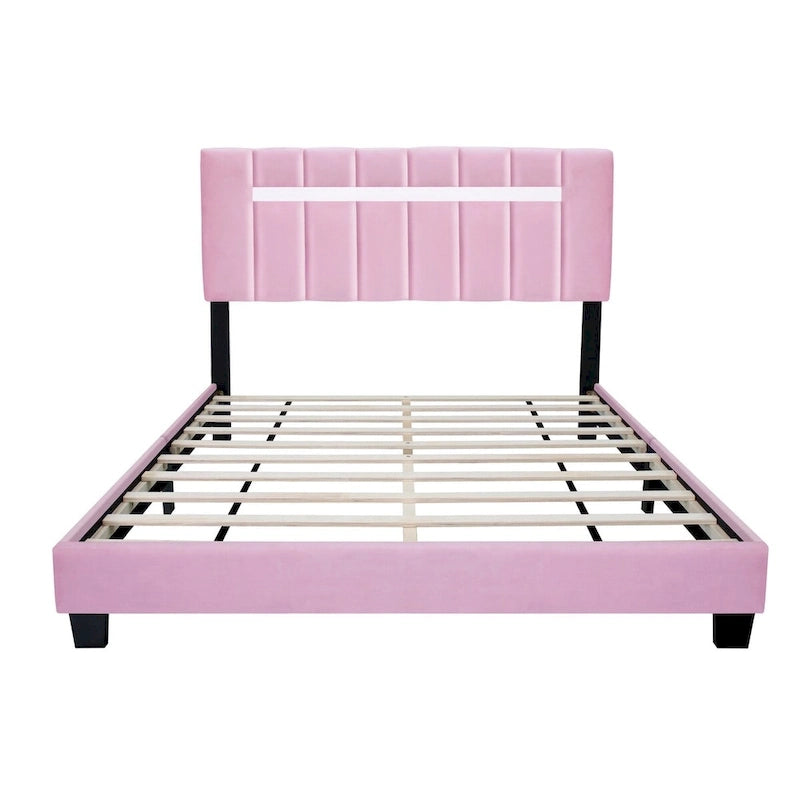 Cadre de lit en velours queen size, un favori parmi les jeunes filles