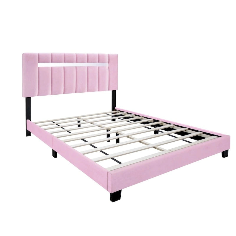 Cadre de lit en velours queen size, un favori parmi les jeunes filles