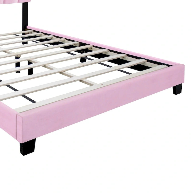 Cadre de lit en velours queen size, un favori parmi les jeunes filles