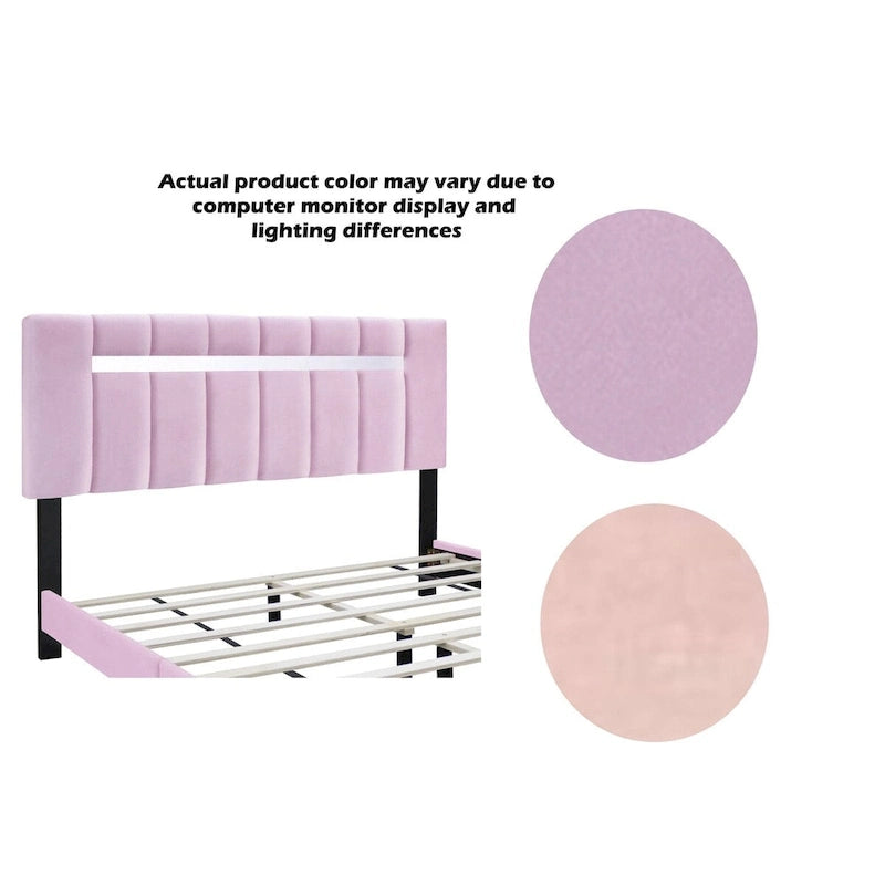 Cadre de lit en velours queen size, un favori parmi les jeunes filles