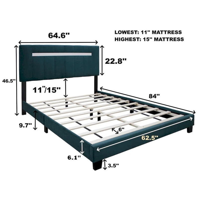 Cadre de lit en velours queen size, un favori parmi les jeunes filles