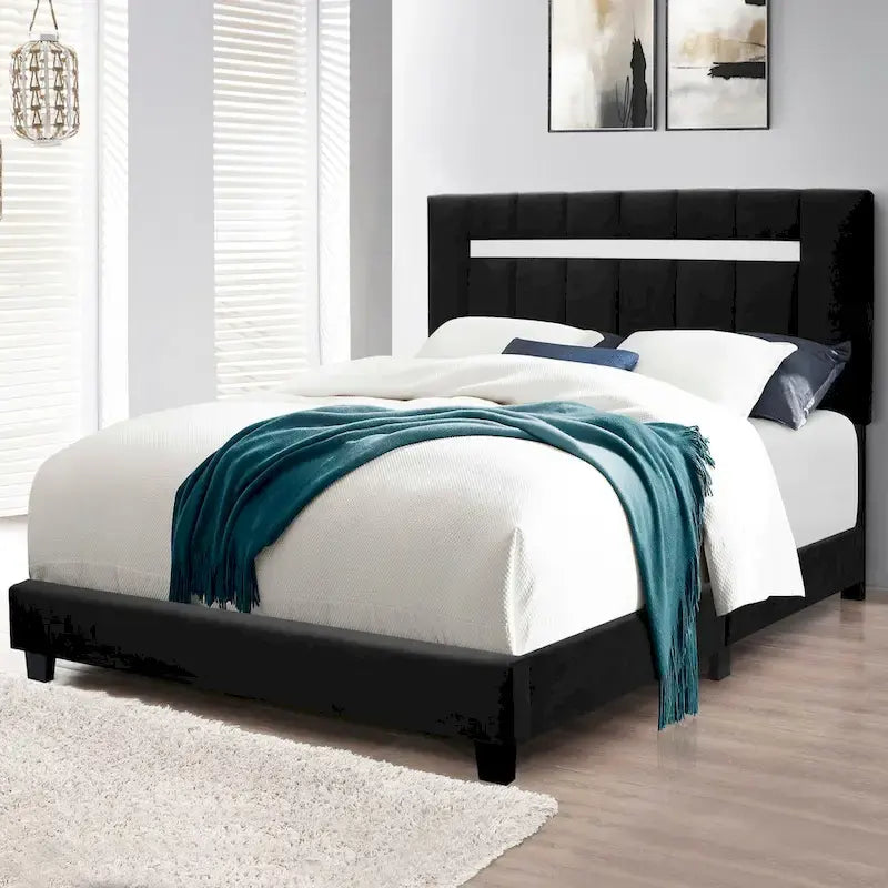 Cadre de lit en velours queen size, un favori parmi les jeunes filles