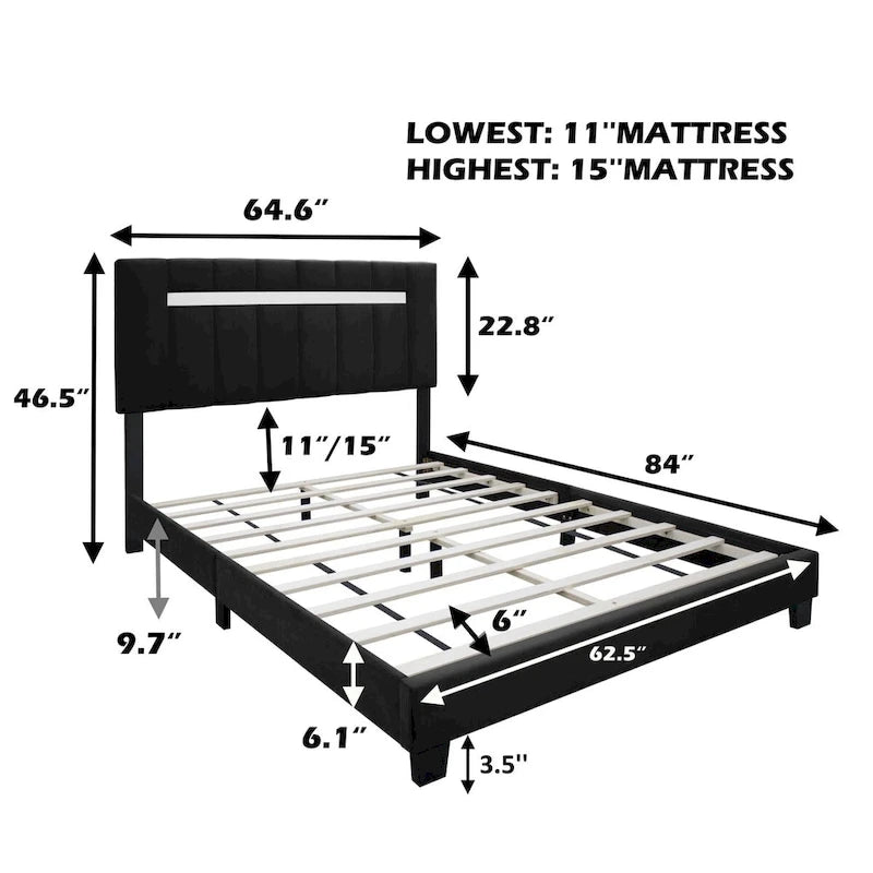Cadre de lit en velours queen size, un favori parmi les jeunes filles