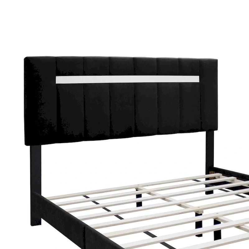 Cadre de lit en velours queen size, un favori parmi les jeunes filles