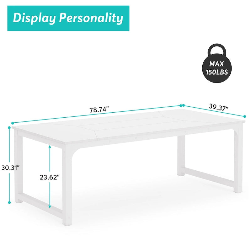 Table à manger rectangulaire moderne de 79 pouces
