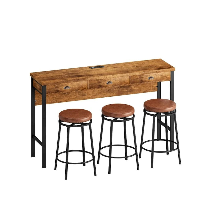 Longue table de salle à manger à trois tiroirs