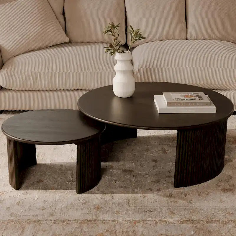 Petite table basse ovale — Marron foncé